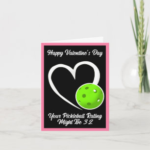 Carte Cote de Pickleball Saint-Valentin Cœur Rose et Ver