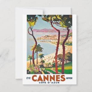 Carte Côte vintage d'Azur Cannes