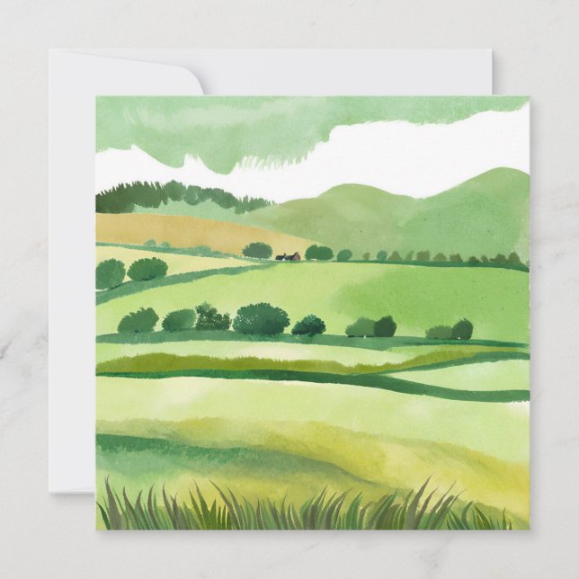 Carte Coteau vert lucidique | Aquarelle naturelle (Devant)