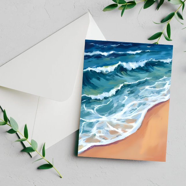 Carte Côtière Aquarelle Bleue des Vagues de l'Océa (Créateur téléchargé)