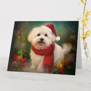 Carte Coton De Tulear Chien dans la neige Noël