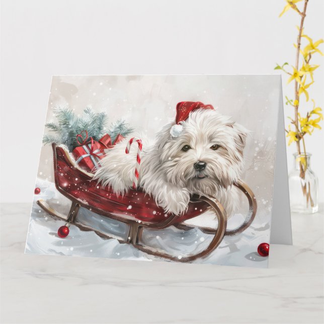 Carte Coton De Tulear Chien Fête de Noël (Fleur jaune)