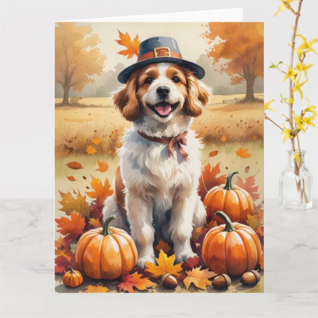 Carte Coton De Tuléar dans l'art de Thanksgiving aux feu (Fleur jaune)