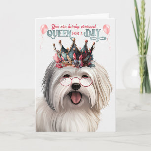Carte Coton de Tulear Dog Queen pour une journée d'anniv