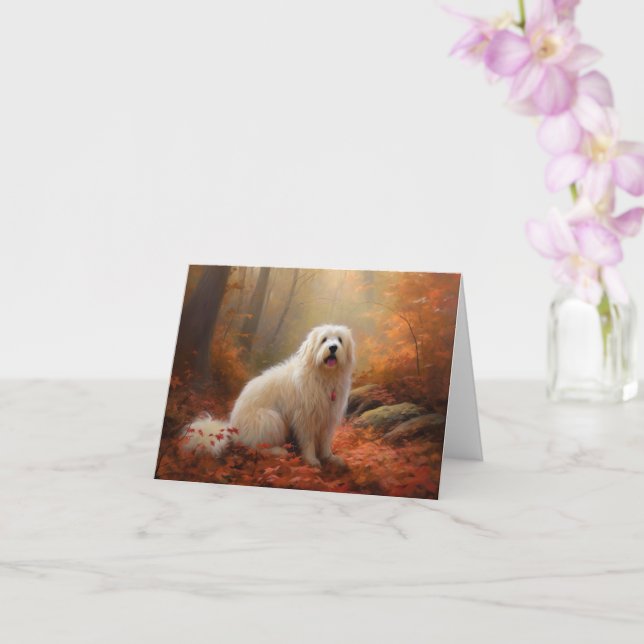 Carte Coton De Tulear en automne feuilles tombées inspir (Orchidée)