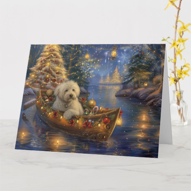 Carte Coton De Tulear Noël Festive Voyage (Fleur jaune)