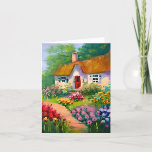 Carte Cottage aquarelle et fleurs personnalisables