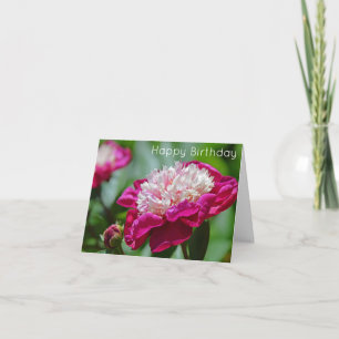 Carte Cottage rose Peony Flower Joyeux anniversaire