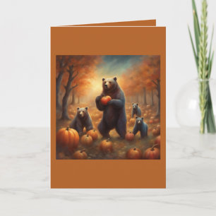 Carte Cottagecore automnal fantaisiste Ours et pommes