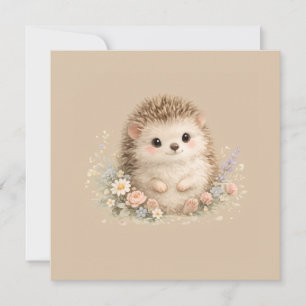 Carte Cottagecore Floral Cadeau Hérisson Mignon