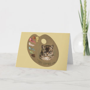 Carte Cottagecore victorien vintage Artiste de chat de N