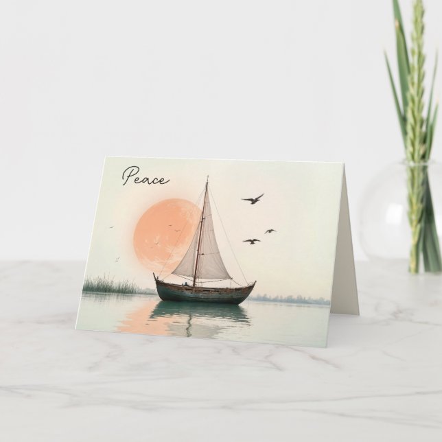 Carte Coucher de soleil avec mouettes Sympathie (Devant)