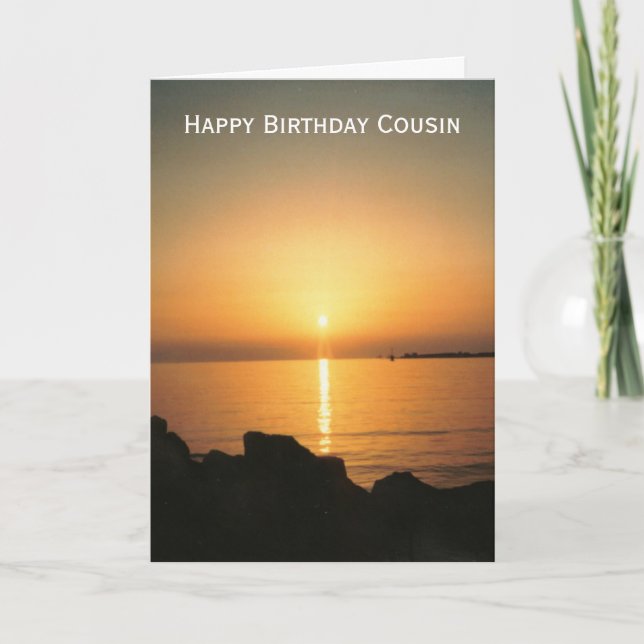 Carte Coucher de soleil Cousin personnalisé Anniversaire (Devant)