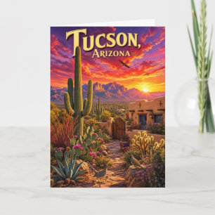 Carte Coucher de soleil dans le désert de Tucson Arizona