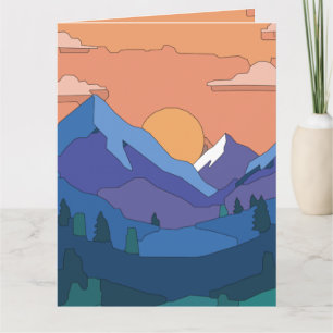 Carte Coucher de soleil de montagne géométrique