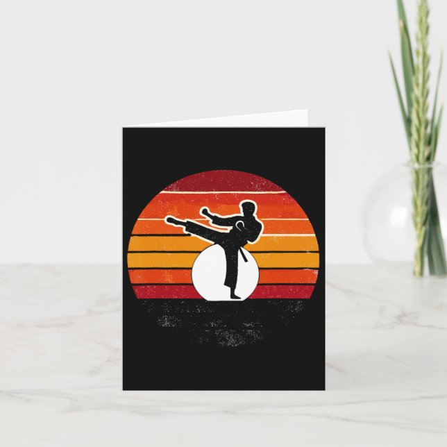 Carte Coucher de soleil des arts martiaux rétro - Karaté (Devant)