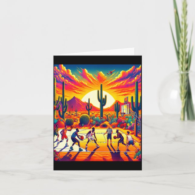 Carte coucher de soleil désert de Phoenix basketball_ va (Devant)