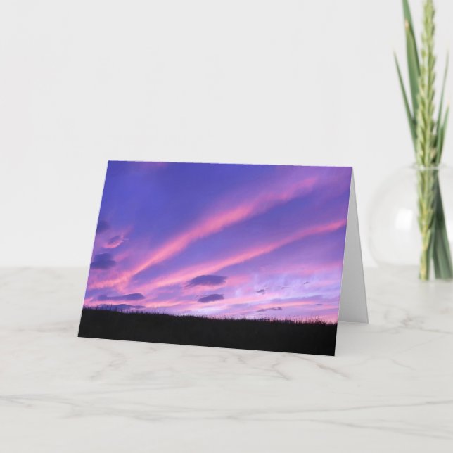 Carte Coucher de soleil énigmatique avec lueur violette  (Devant)
