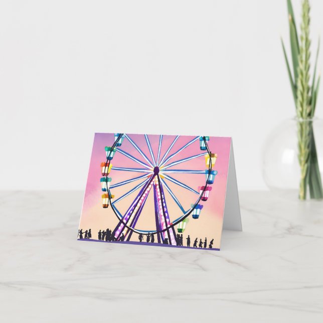 Carte Coucher de soleil Ferris Wheel | Belle aquarelle (Devant)