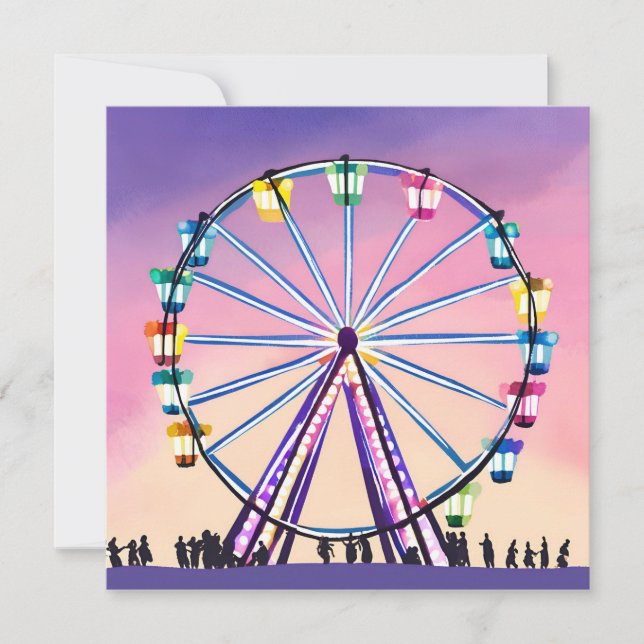 Carte Coucher de soleil Ferris Wheel | Belle aquarelle (Devant)