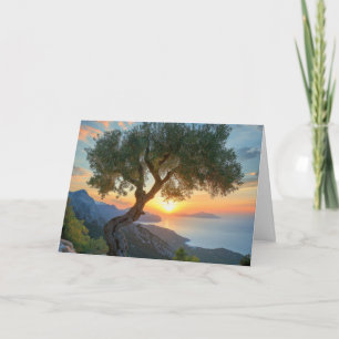 Carte Coucher De Soleil Méditerranéen Sur La Mer Avec Ol