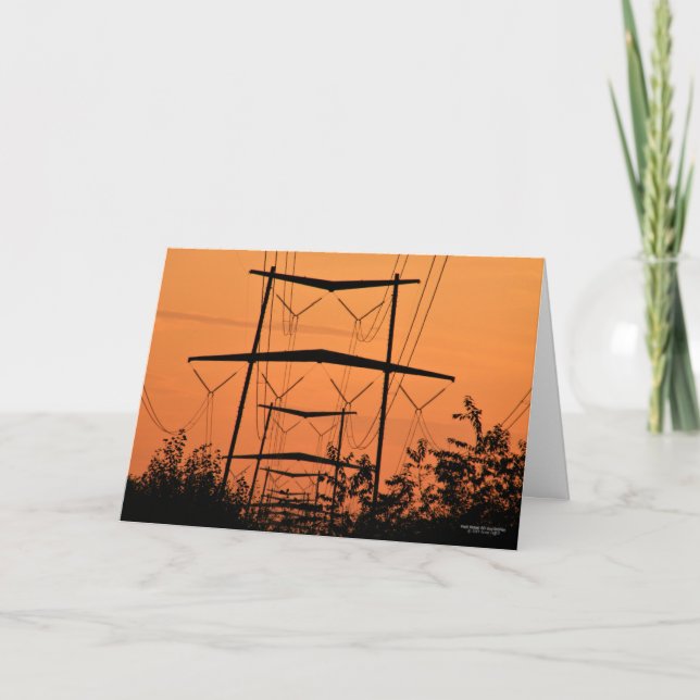 Carte Coucher de soleil orange doux sur des lignes à hau (Devant)