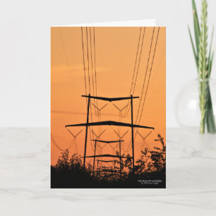 Carte Coucher de soleil orange doux sur des lignes à hau