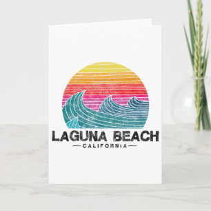 Carte Coucher de soleil rétro sur les vagues de surf à L