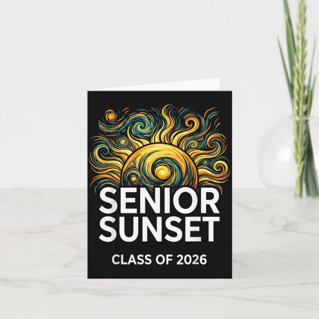Carte Coucher de soleil senior Rétro Diplômé Cl 2026 Gra (Devant)