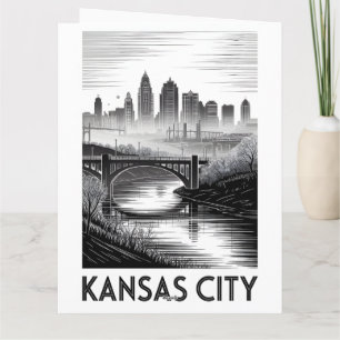 Carte Coucher de soleil sur Kansas City Missouri en noir