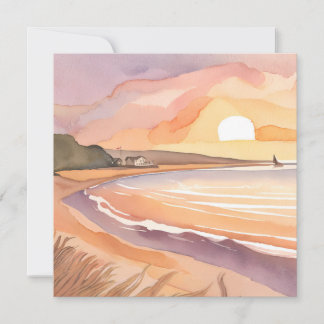 Carte Coucher de soleil sur la plage | Belle peinture à