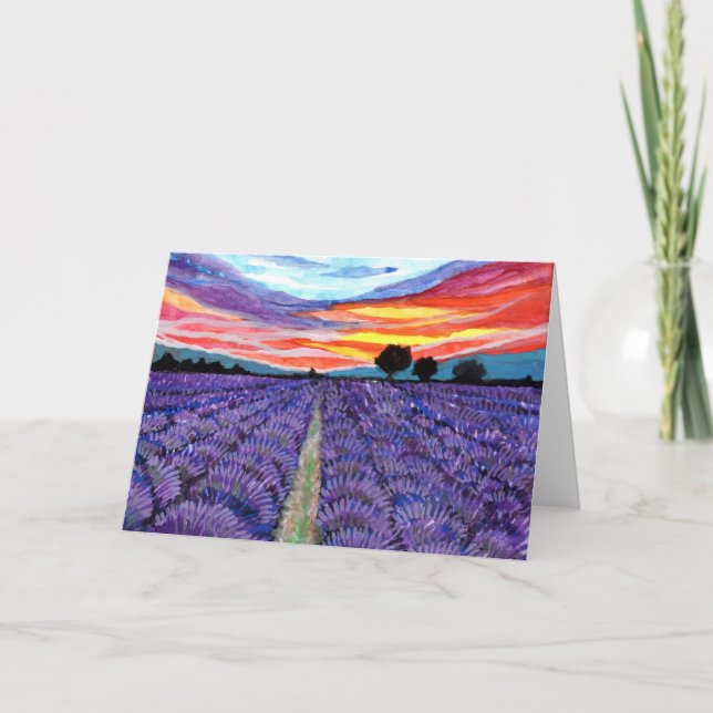 Carte Coucher de soleil sur le champ Lavender (Devant)