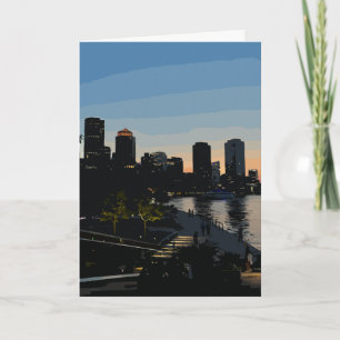 Carte Coucher de soleil sur le front de mer de Boston