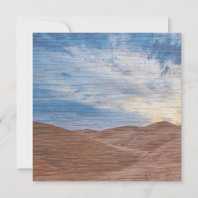Carte Coucher de soleil sur les dunes de sable sur photo (Devant)