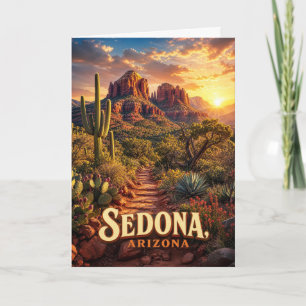 Carte Coucher de soleil sur Sedona Arizona désert de roc