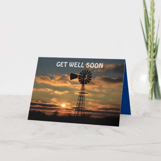 Carte Coucher de soleil sur un moulin à vent avec des nu (Devant)