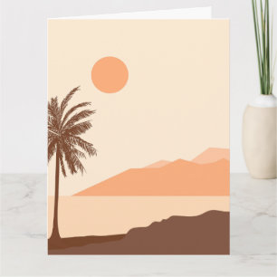 Carte Coucher de soleil sur un palmier, Île, Art abstrai
