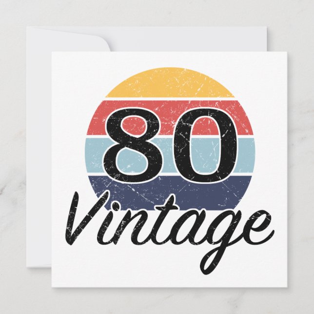 Carte Coucher de soleil vintage de 80e anniversaire (Devant)