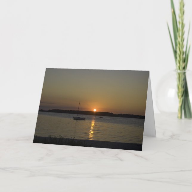 Carte Coucher du soleil de bateau de vitesse de voilier (Devant)