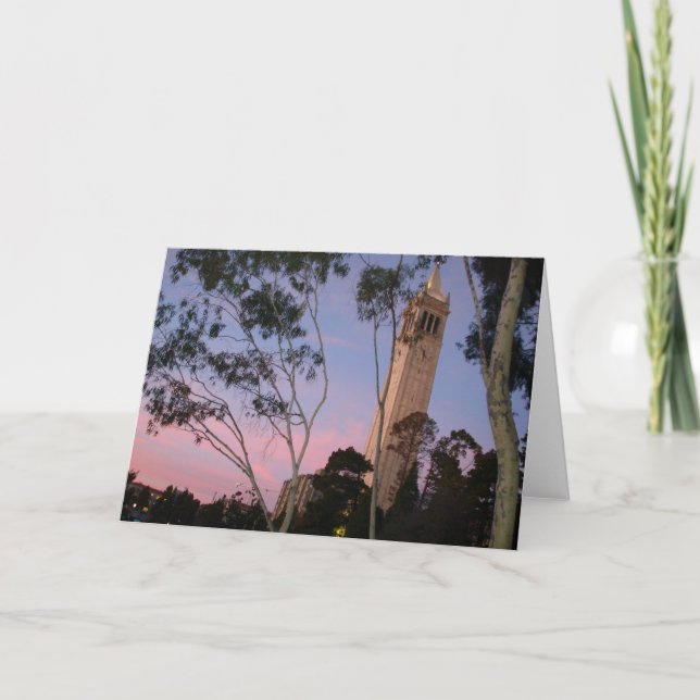 Carte Coucher du soleil de campanile, illuminé au (Devant)