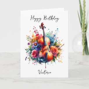Carte Coucou d'aquarelle et fleurs Anniversaire personna