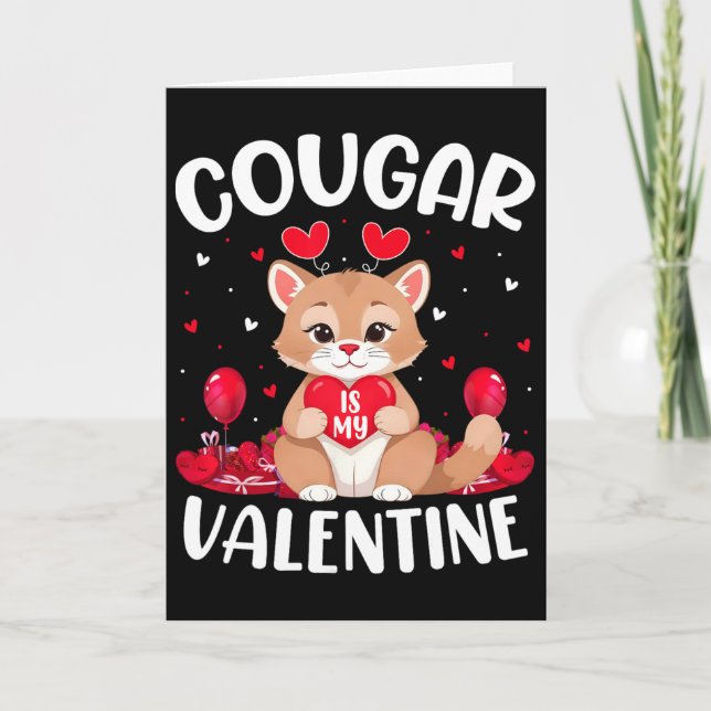 Carte Cougar Est Mon Amant De La Saint-Valentin Cœur Cou (Devant)