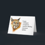 Carte Cougar Totem, Animal Guide Funny Birthday<br><div class="desc">Cougar Totem,  Animal Guide Inspirational and spiritual but funny card is a perfect Birthday card for your favorite Cougar person in your life who displays all these characteristics.</div>
