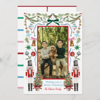 Carte couleur Aquarelle Décor de Noël