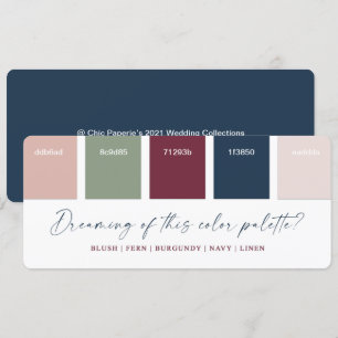 Carte couleur bleu marine et Mariage bordeaux