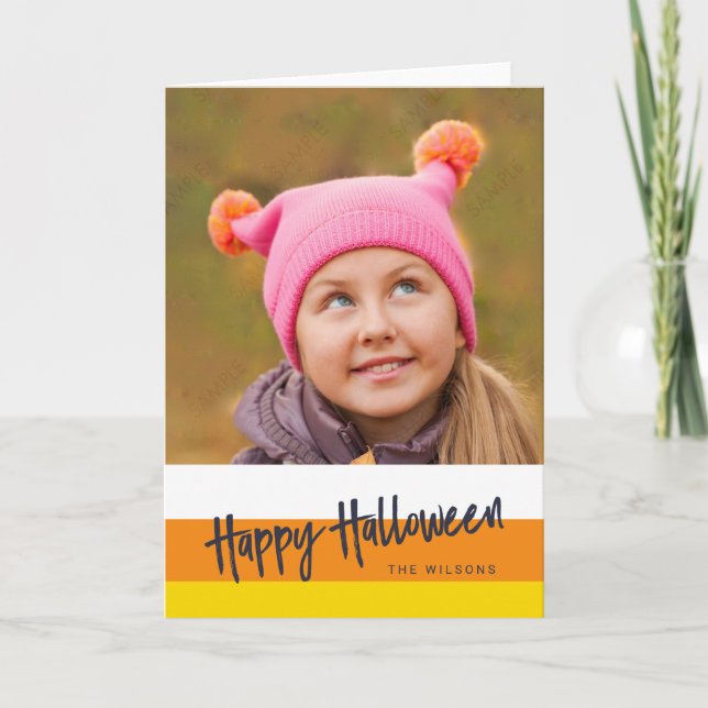 Carte Couleur Bloc Candy Corn Happy Halloween Photo (Devant)
