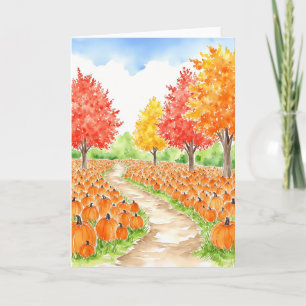 Carte Couleur d'aquarelle d'automne du patch citrouille