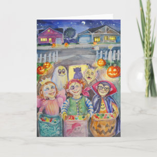 Carte Couleur d'aquarelle : Trick ou Treat !