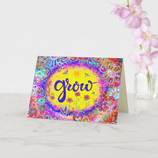 Carte Couleur de croissance Whimsical Joli Floral Jaune (Orchidée)