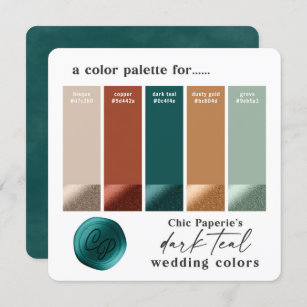 Carte couleur Mariage Turquoise foncé et cuivre gr